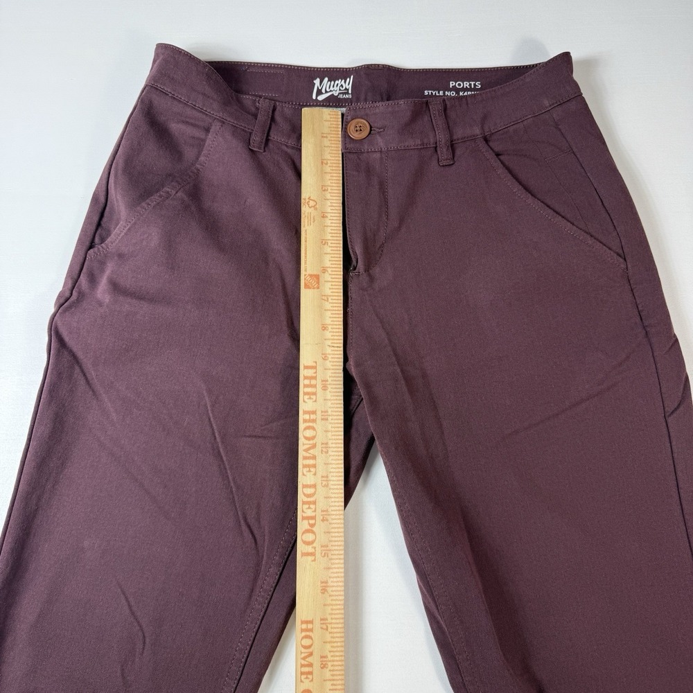 Mugsy Ports Chino Pants Mens 31x30 Maroon Stretch Burgundy Casual Workwear - Picture 6 of 7
